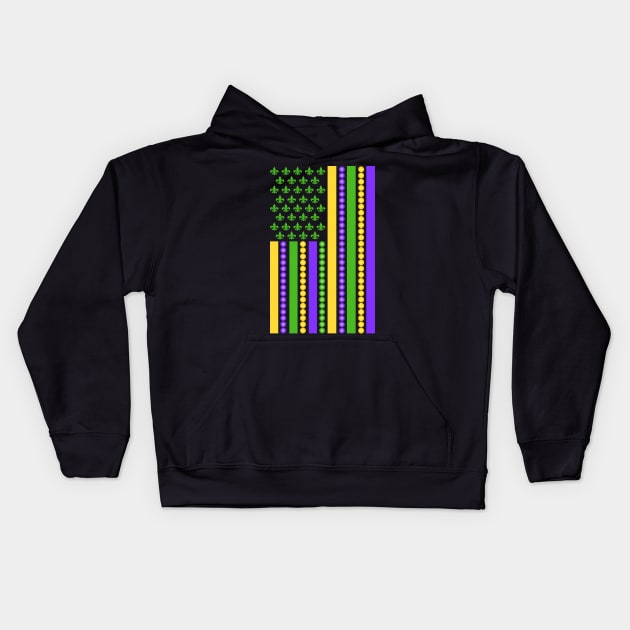 Mardi Gras Flag - New Orleans Kids Hoodie by BDAZ